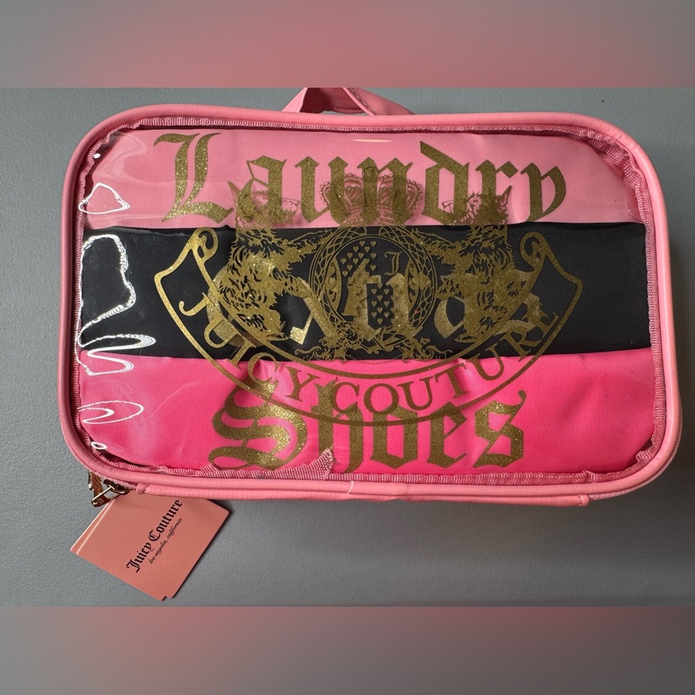 Juicy Couture Pink travel packing cube and 3 pack drawstring bag set shoes extra